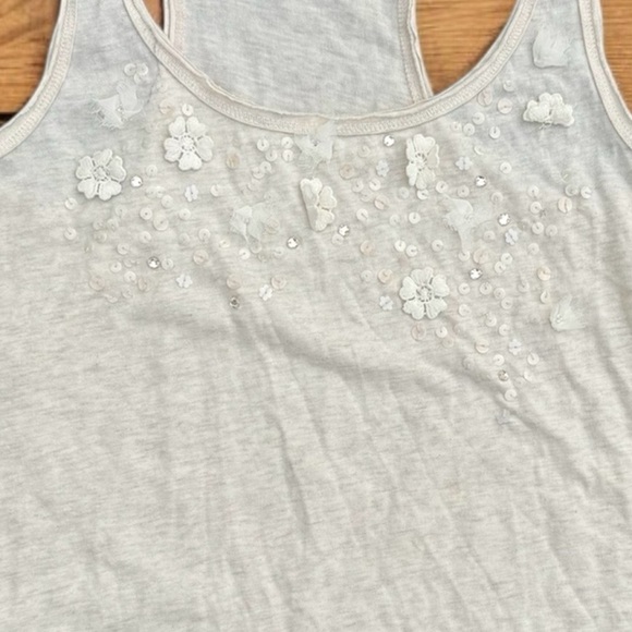 Abercrombie & Fitch Women's Light Gray Racerback Tank Top Floral XS Y2K Vintage - Picture 6 of 7